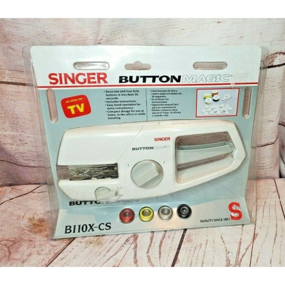 Handheld Singer Button Magic B110X-CS 2 And 4 Hole Maker Attaches Buttons - Picture 5 of 10